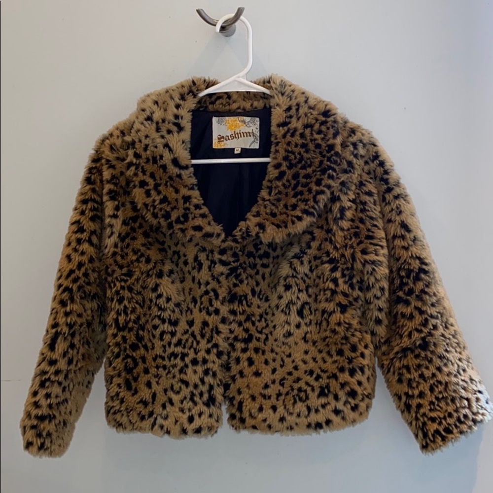 Faux Cheetah Crop Fur Coat